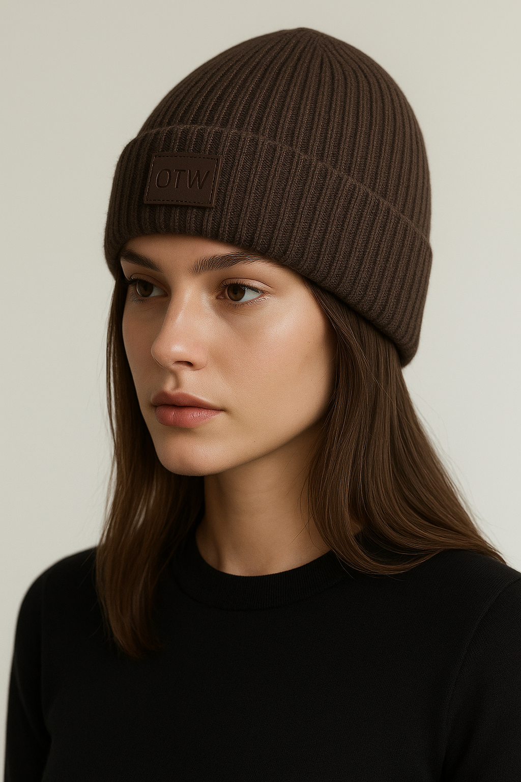 Braune Beanie für Damen